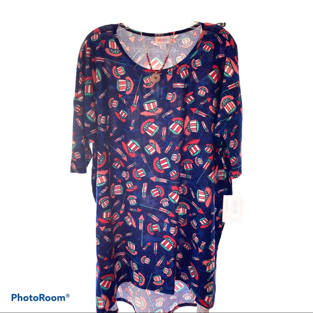 LuLaRoe Patriotic Red White Blue Irma Xl
